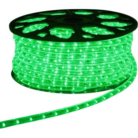 Cordon LED 50m gamme pro silicone vert 230V anti UV 36 LED/M horizontales sécable (1/3)
