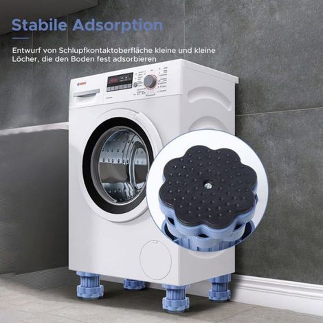 Tapis anti-vibrations machine à laver - 4 pièces, 8-11cm, antidérapant, ventilé - Convient pour machines à laver Étiquette (1/5)