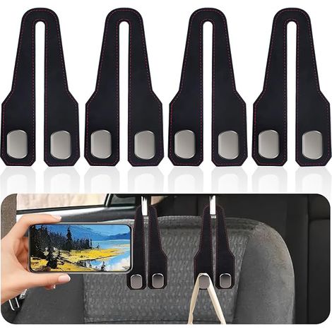 4 x Crochets de rangement de cintre de voiture pour appuie-tête, double crochet pour siège de voiture (1/5)