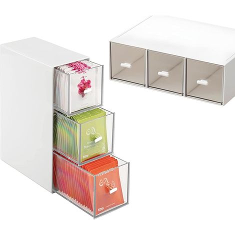 Aufbewahrungsbox aus Kunststoff (1 Stück), Schubladenbox fürs Büro, stapelbare Schubladenbox, Kosmetikbox, Aufbewahrungsbox für Kaffee-/Teebeutel, Aufbewahrungsbox für Zuckerbeutel, Kosmetikbox