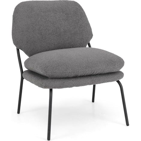 Poltrona salotto rivestimento peluche sedia decorativa senza braccioli Grigio (1/4)