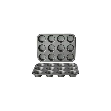 Moules à muffins ronds antiadhésifs en acier carbone, lot de 2, gris