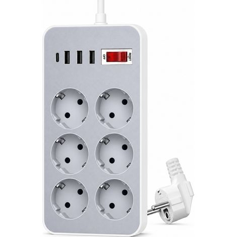 Compact European USB Extension Lead for Home Office White (1/5)