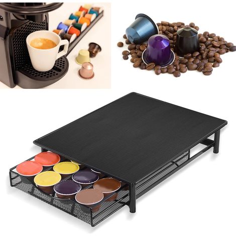 Aufbewahrungsbox für 36 Dolce Gusto Kaffeekapseln, Schubladen-Kaffeemaschinenunterteil, schwarz (1/5)