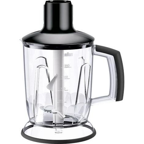 Braun Accessorio Tritatutto, per Minipimer MultiQuick MQ7X, MQ7WH, MQ9 con Sistema Easy Click Plus, Senza BPA, Grande Capacità 1,25L, MQS 601, Nero