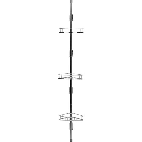 Croydex Rust Free Triple Corner Shower Caddy Baskets, Tension Pole, Adhesive Pad (1/5)