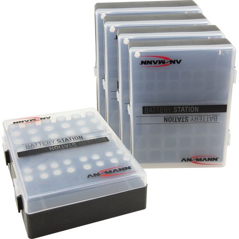 ANSMANN Batteriebox für 48 Batterien Akkus, 5 Stück, für Größe AAA, AA, 9V (1/5)