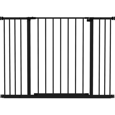 Barrière sécurité chien réglable 76-107 x 76 cm, acier noir, sans perçage, barrière extensible intérieur (1/5)