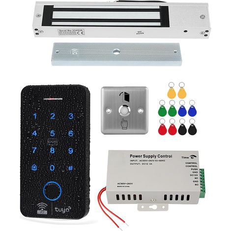 Kit de contrôle d'accès WiFi, Système de sécurité, Serrure de porte à clavier tactile RFID étanche, Contrôle d'accès intelligent par empreinte digitale, Verrou électromagnétique 280KG (1/5)