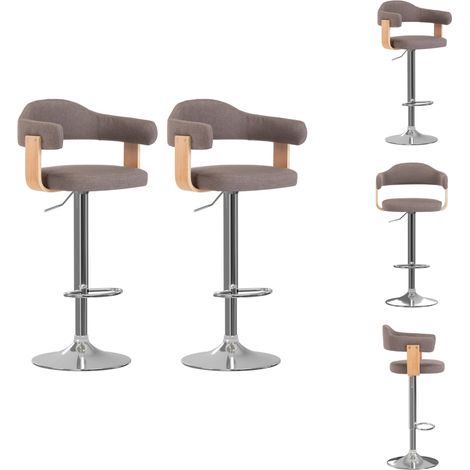 2 Stk. Barhocker Bugholz und Stoff Taupe - Barhocker - Küchenhocker - Drehbare Hocker - Esszimmerstühle - Wohnzimmerstühle (1/5)