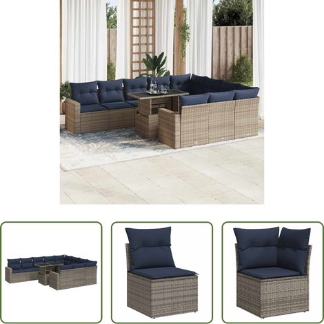 vidaXL Canapé extérieur -  Ensemble de canapés de jardin 11 pcs et coussins rotin acacia (1/5)