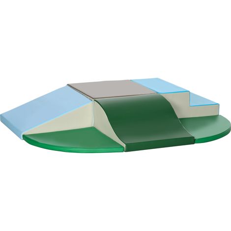 Parcours motricité bébé 6 pièces, blocs de motricité en mousse EPE avec housse similicuir, modules de construction souples, jouets d'éveil préscolaire, multicolore (1/5)