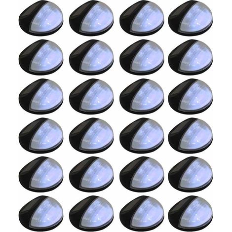 Appliques murales extérieures solaires, LED, lot de 24, rondes, noires (1/5)