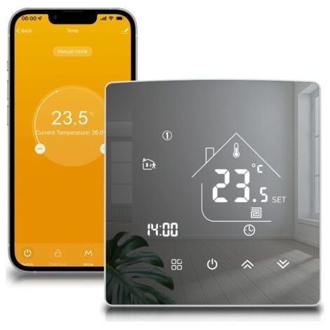 Thermostat Intelligent Thermostat de Chauffage Thermostat d'ambiance Thermostat WiFi Thermostat Mural Intelligent pour Chauffage par Le Sol électrique Compatible avec Alexa, Google Home 16A (1/5)