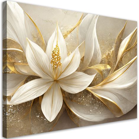 Tableau sur toile Tableau sur toile Fleurs d'or glamour 3D 90x60 (1/5)