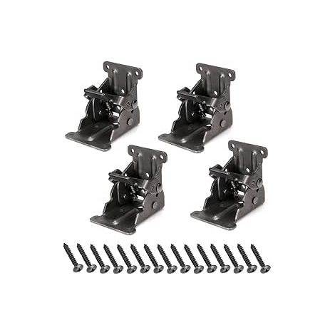 4 Pcs Charnière pliante autobloquante 90, support pliable, verrouillage extension table support d'étagère pliable en tôle d'acier pour table de travail (1/5)
