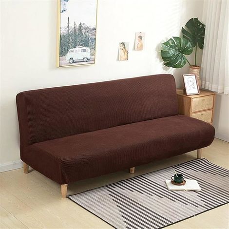 Housse Clic Clac Housse Canape Lit,170-190cm Extensible Anti-Taches Couvre Protection canapé sans Bras,Marron (1/5)