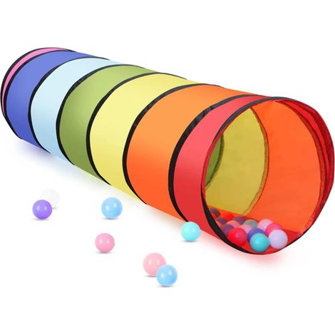 180 cm Children's Play Tunnel Tent with Round Opening, Colourful Pop-Up Foldable for Indoor Outdoor Backyard Play (1/5)