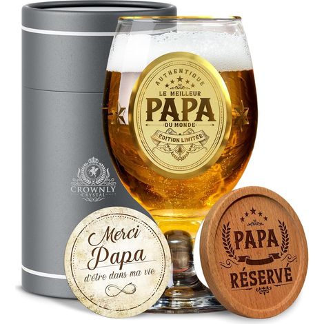 Verre à Bière Personnalisé Cadeau Papa Annonce Grossesse Meilleur Papa Anniversaire Homme (1/5)