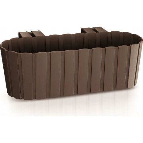 Brauner Balkontopf für Geländer 38 cm