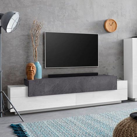 TV-Schrank 4 Fächer 3 Klapptüren 200cm modernes Design Corona Low Report