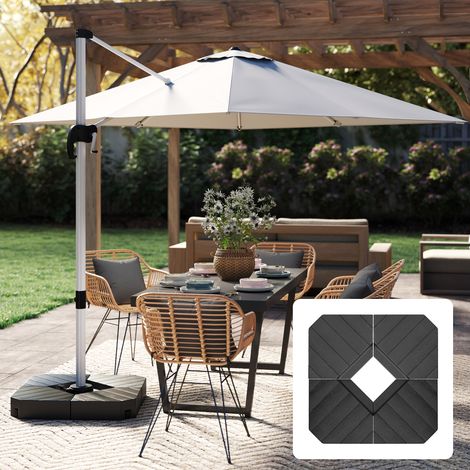 Lot 4 poids lestage carré parasols déportés pieds croix remplir eau/sable jusqu'à 60/80kg Go