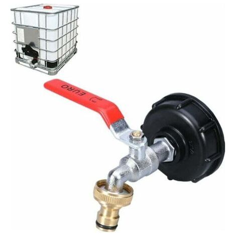 IBC 1000L Tankhahn – Doppelter Messinghahn mit 1/2"-IBC-Wassertankadapter – 60 mm (1/2") Grobgewinde