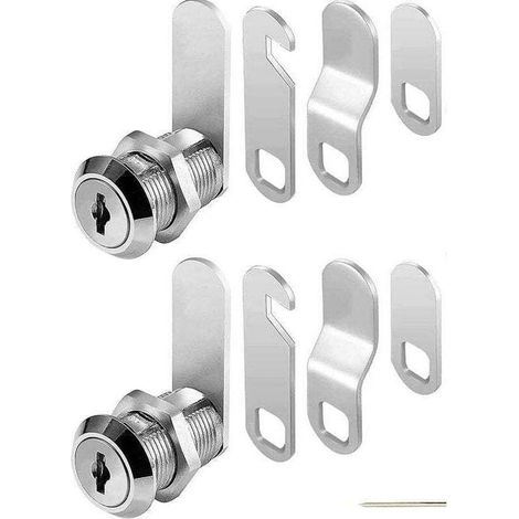 Serrure pour boîte aux lettres, serrure métallique pour armoire, avec cylindre de serrure, 4 clés, 4 plaques de verrouillage différentes pour tiroir de boîte aux lettres, lot de 2 (16 mm) (1/4)
