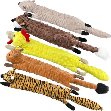Lot de 5 jouets couineurs en peluche à bulles pour chiot, sans rembourrage, pour chiens de grande et moyenne race. (1/5)