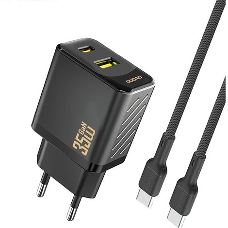 Dudao A27MaxCEU PD QC 35W USB-A/USB-C-Wandladegerät mit USB-C-Kabel – Schwarz (1/5)