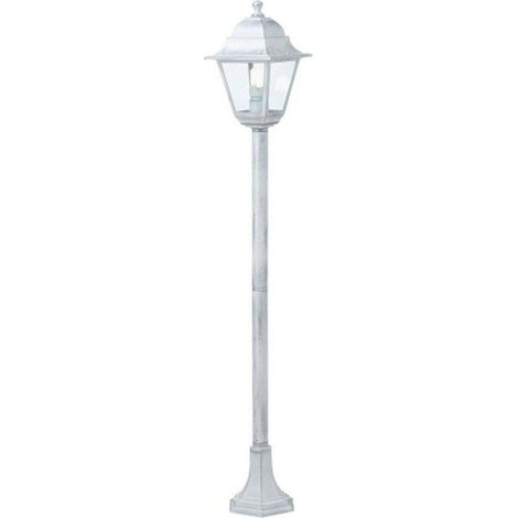 LAMPIONE CON COLONNA 'OLD' 60 W - cm 18 x 18 x h 121 bia./arg.  - SOVIL