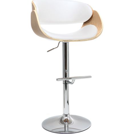 Design-Barhocker Weiß und helles Holz BENT