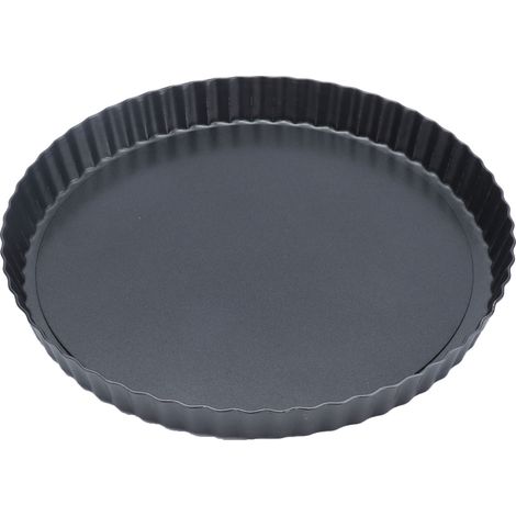 Moule à Tarte en Acier Carbone 9 Pouces, Fond Amovible et Bord Ondulé Antiadhésif Noir pour Pâtisserie Familiale (1/5)