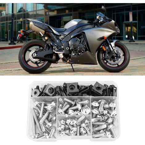 Kit de 177 vis universelles M5 M6 pour carénages moto, compatible Yamaha et sportbikes - Argenté (1/5)