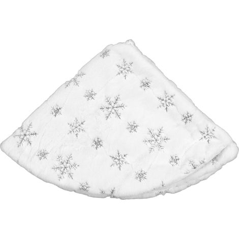 Jupe de sapin de Noël ronde 35,4 pouces, douce et confortable, blanche et argentée, tapis de sol pour pied de sapin, décoration maison et magasin (1/5)