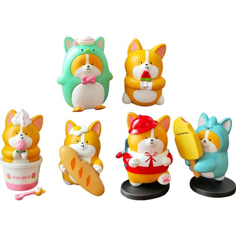 6 Figurines Artisanales Mignonnes en Forme de Chien Cartoon, Décorations Exquises pour Maison, Lot de 6 (1/5)
