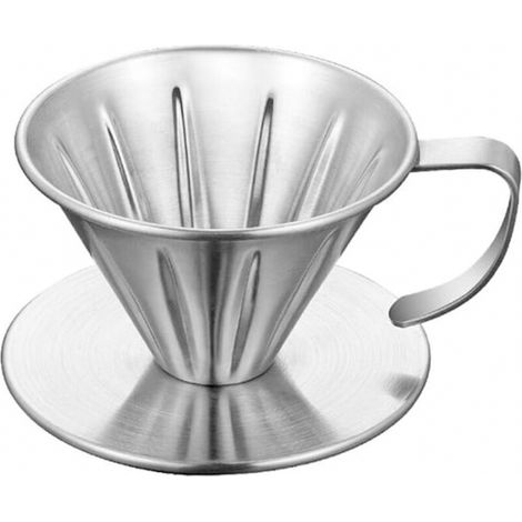 1 Porte-filtre à café, Acier inoxydable, Réutilisable, Format V60, Panier stable, Infusion aromatique (1/5)