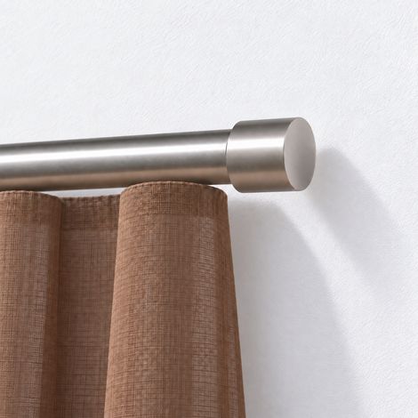 Kit tube rail à rideau Ø20 mm Chrome Mat 250 cm - Embout Bouchon - Fixation Murale (1/4)