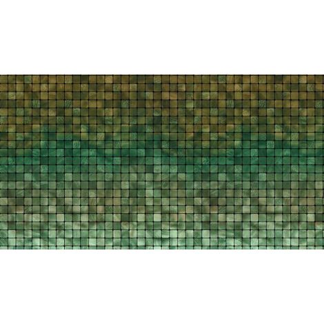 Papier peint panoramique motif mosaïque Tapisserie panoramique moderne pour salon Papiers peints panoramique verte pour bureau (1/3)