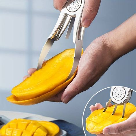 Trancheuse à mangue, éplucheur de mangue en acier inoxydable 304, coupe-mangue, séparateur de fruits multifonctionnel, séparateur de mangue, vide-mangue, vide-fruits... (1/5)