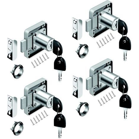 4 pcs Serrure de Tiroir de Bureau, Serrure de Meuble à Cylindre Utilisation pour Fermer des Placards, Tiroir, Armoire ect, Épais et Durable (1/3)