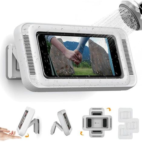 Ecleanfy - Support de téléphone étanche pour la douche, rotation à 360°, qualité sonore améliorée, support de téléphone mural (1/5)