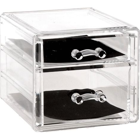 Ad Trend Contenitore Portaoggetti 2 Cassetti 16 x 12 Cm H 11 Cm Trasparente