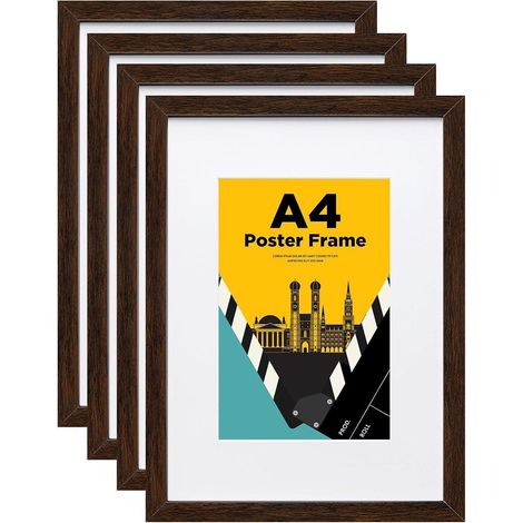 Egofine A4 Bilderrahmen 4er-Set Holzrahmen Acrylglas Passepartout Fotos A5 (1/5)