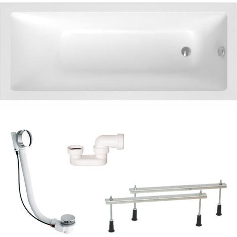 Aurum 170x70 cm vasca rettangolare in acrilico, sinistra e destra, con piedini + scarico + sifone, bianco (SATVAUR170-SET)