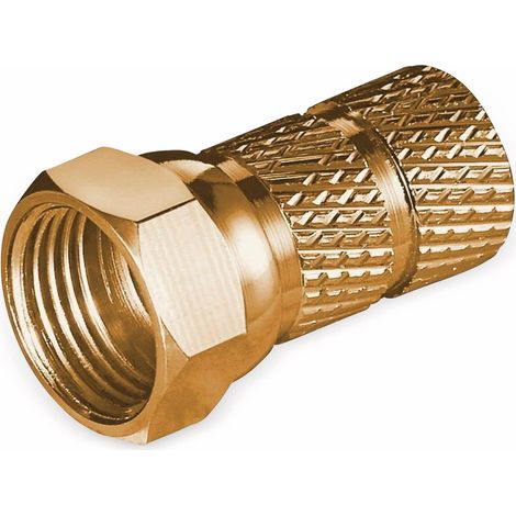 F-Stecker, 6,5 mm, Aufdrehmontage, Kupfer/vergoldet