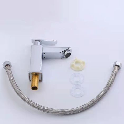 Single-cold four-sided basin faucet for home use, balcony, bathroom, undermount basin, handwashing basin, washbasin, splash-proof faucet - electroplated model [with 60mm long pipe]
