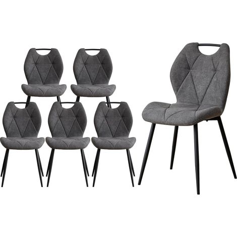6er Set Esszimmerstühle Grau, skandinavisch, gepolstert, mit Griffen (1/5)