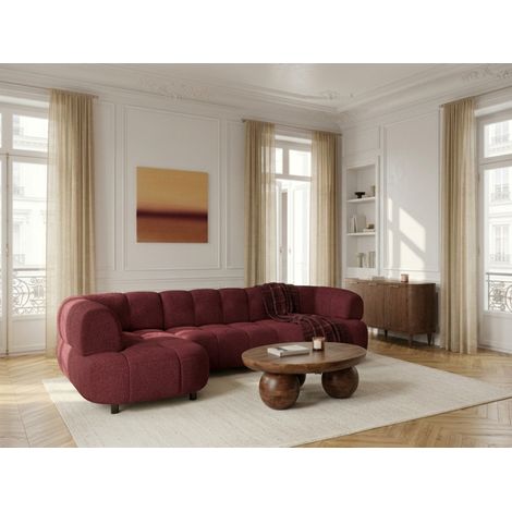 BOBOCHIC - Canapé d'angle L convertible avance-recule électrique LOVELY tissu chenille Angle gauche Rouge (1/5)