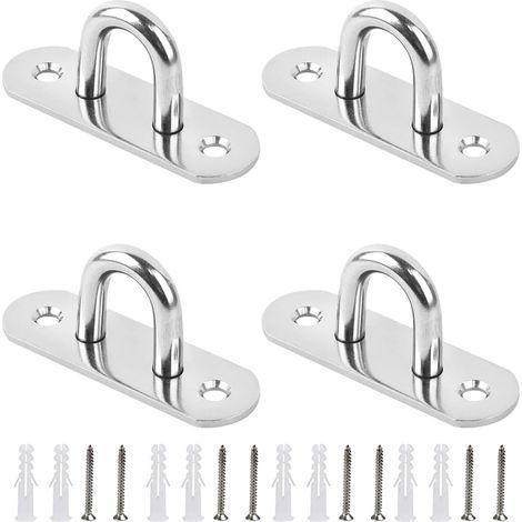 Ensemble de 4 Pontet Inox - Solides Crochet Inox Fixation Voile D'ombrage Crochets de Fixation Adaptés aux Auvents, Meubles et Décorations (1/5)